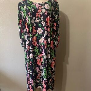 Tommy Hilfiger size 22W Floral Long Sleeve Dress Black and Pink NWT $109